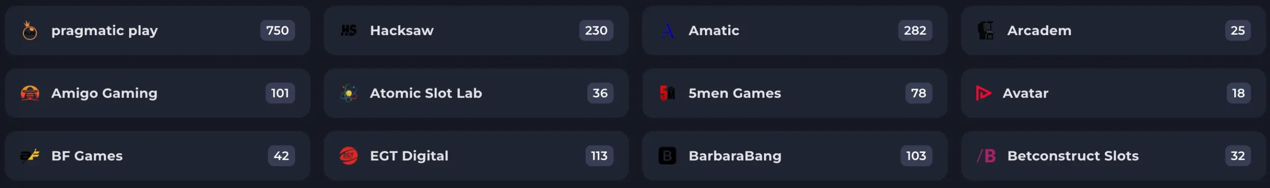 List of top-tier game software providers at Dreamzino casino